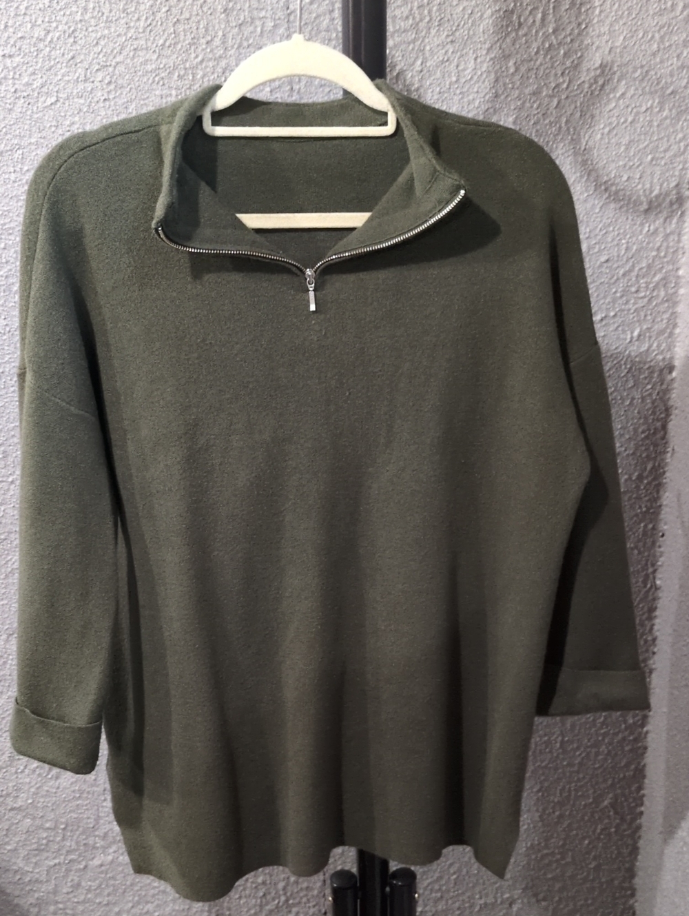 Women's Olive Green Half-Zip Sweater